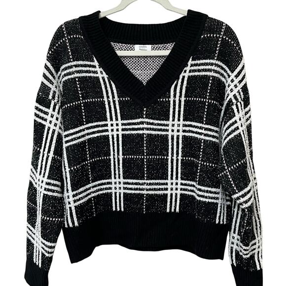 Crown & Ivy Women’s Cropped Sweater Sz Medium Black/White/pink - Picture 1 of 6
